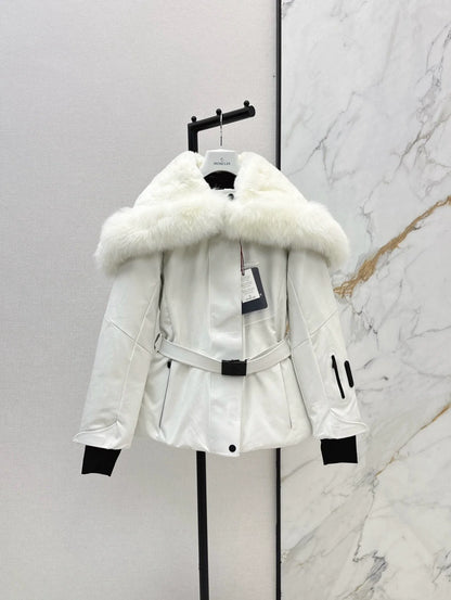 25fw Waist up big fur collar down ski jacket