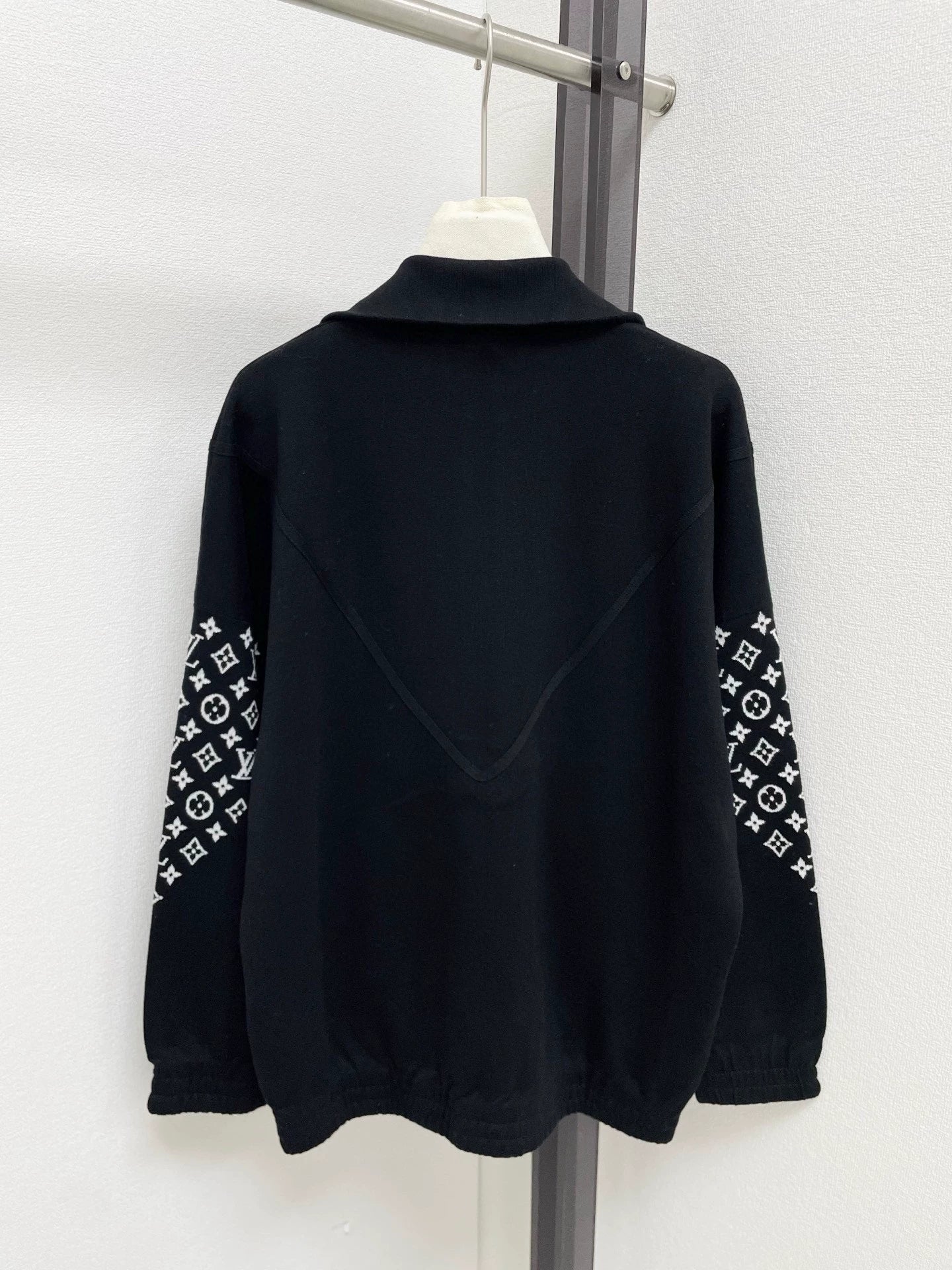 Vintage jacquard stand up collar cardigan