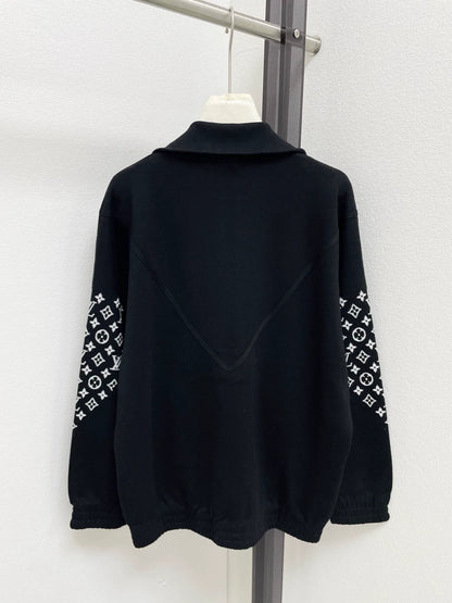 Vintage jacquard stand up collar cardigan