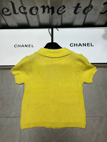 25 Summer new style lapel age-reducing knitted short sleeves