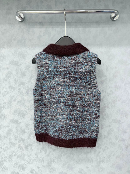 Color blocked lapel vest jacket