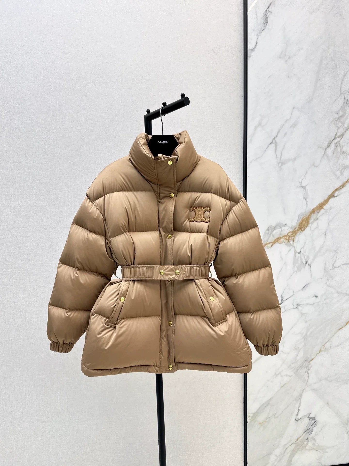 25fw Stand collar waisted down jacket