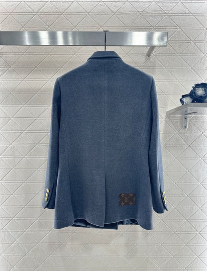 Double-Breasted Blazer with Straight Lapels