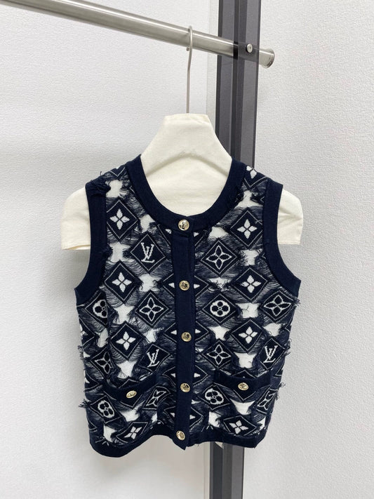 25fw Old flower knitted vest