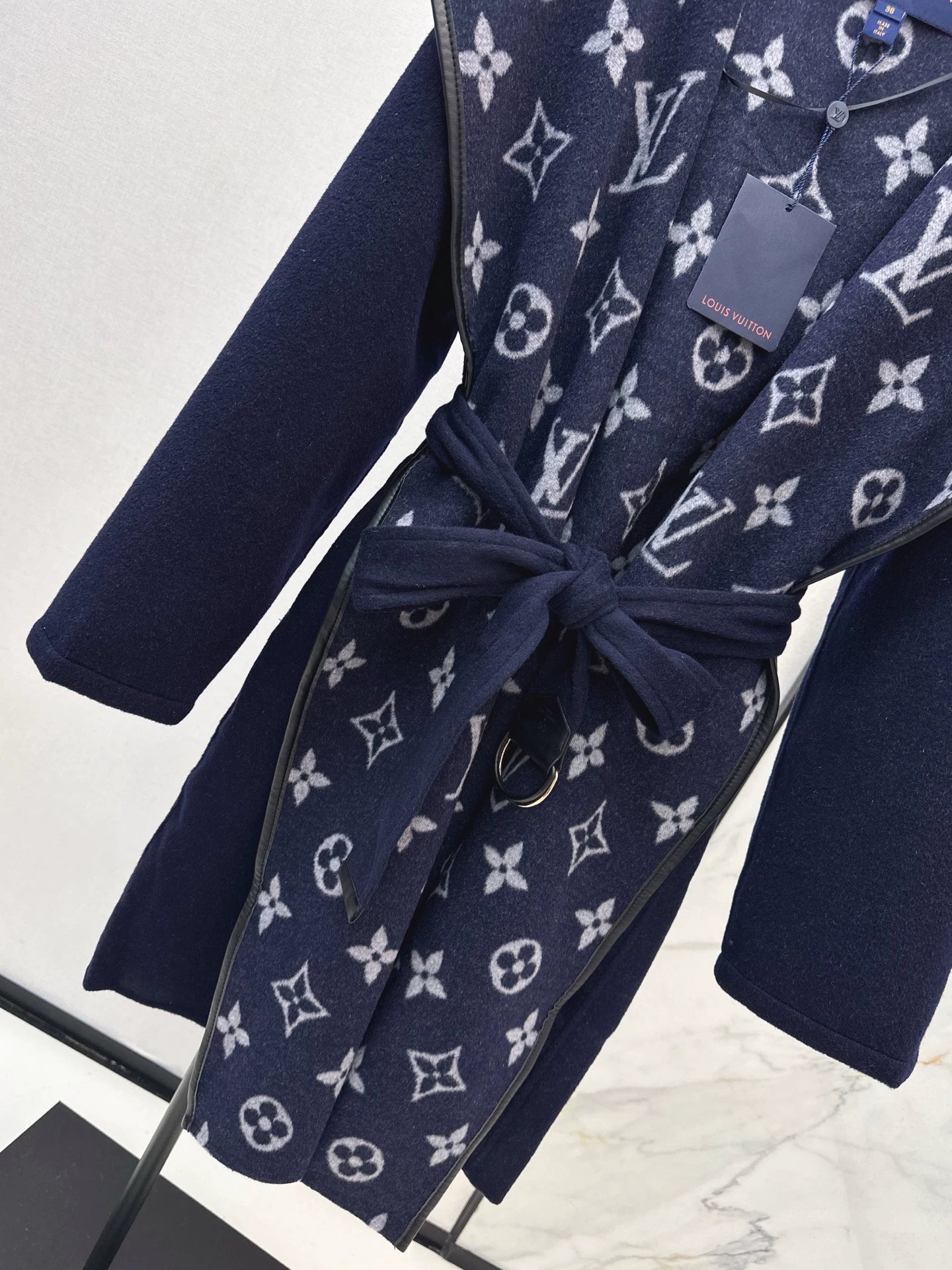 Double sided wearable classic wrap style long hooded coat