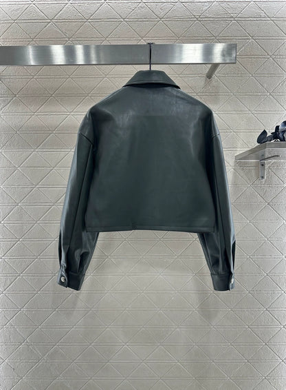 25fw Zipper leather jacket