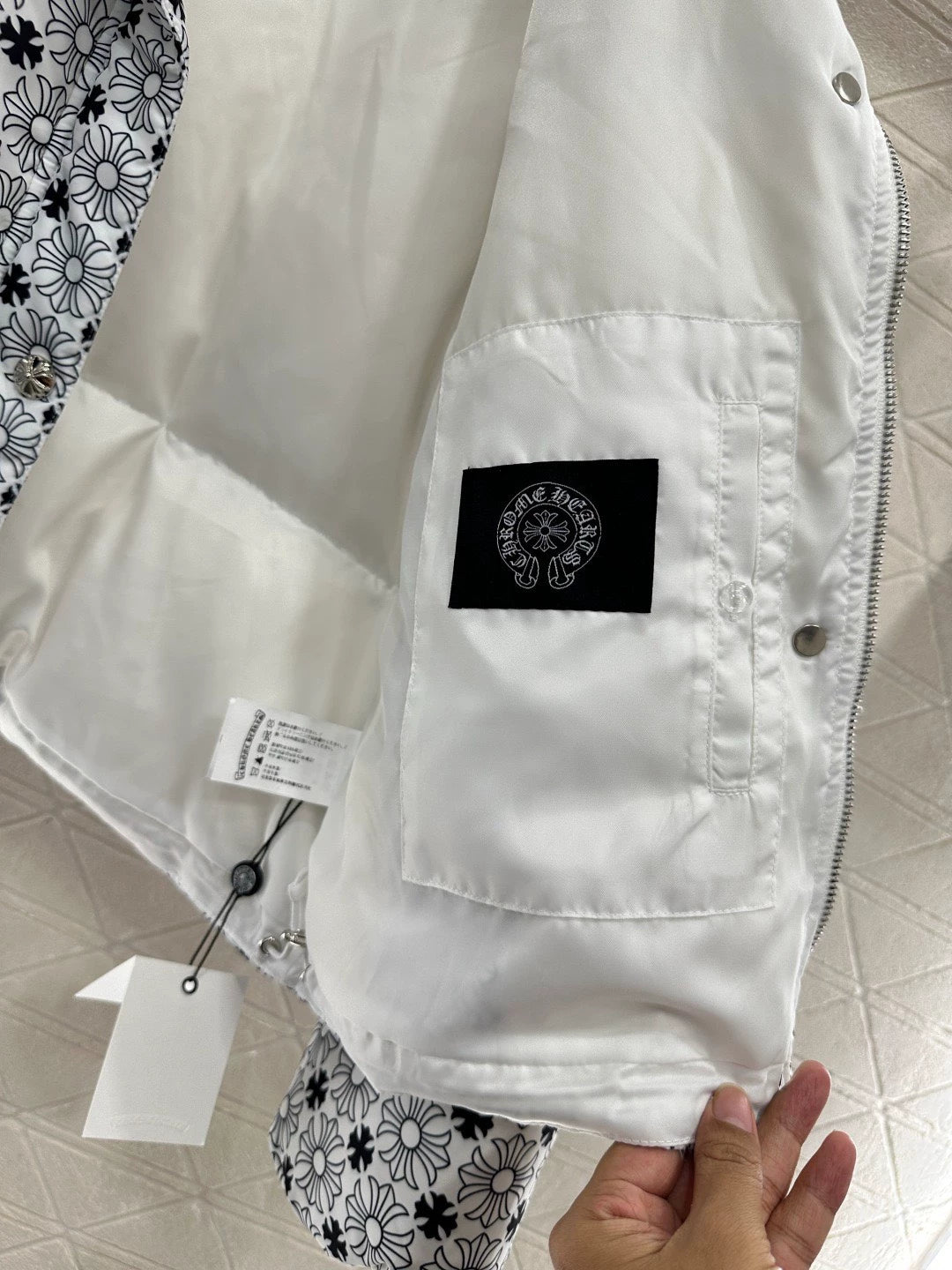 Cross printed cotton jacket