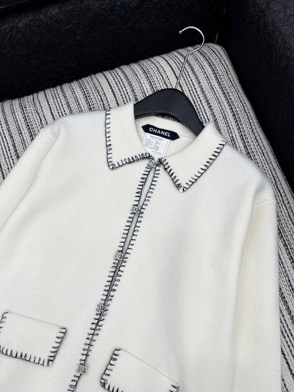 25fw Color blocking hook edge lapel jacket