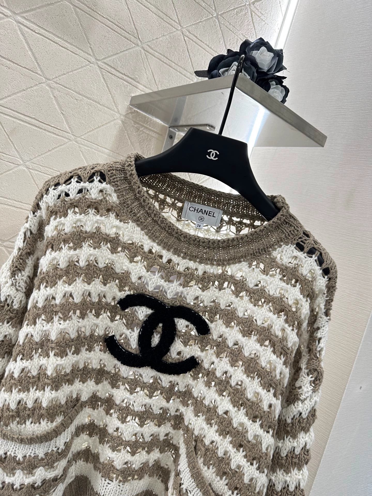 25 Striped Letter Knit Sweater