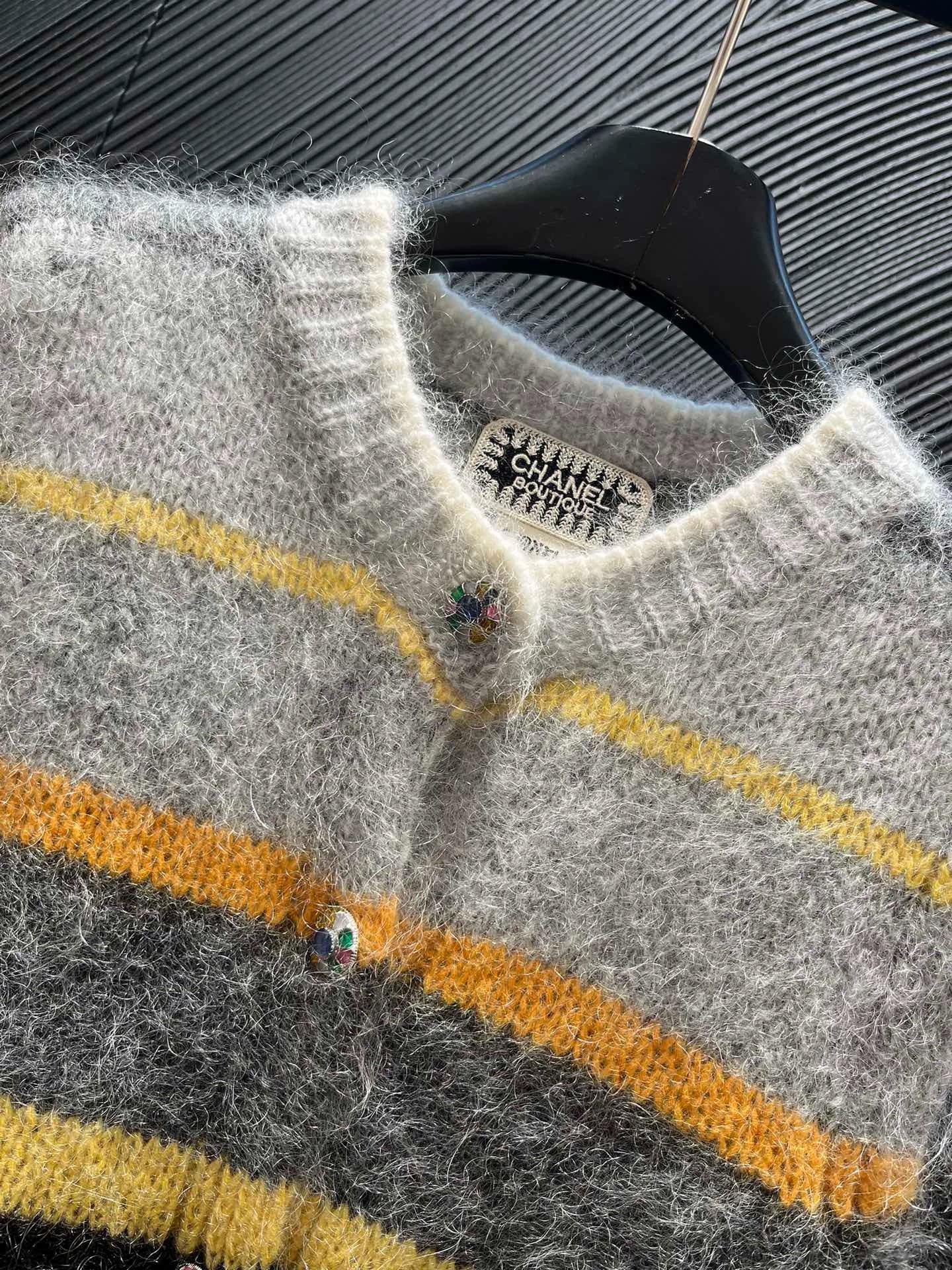 Mohair color blocked striped vest