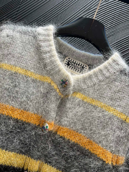 Mohair color blocked striped vest