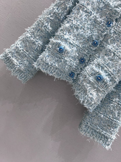 Wool blend tweed cardigan