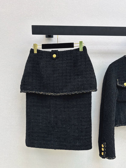 Knitted jacket+fake two-piece design with hip hugging skirt