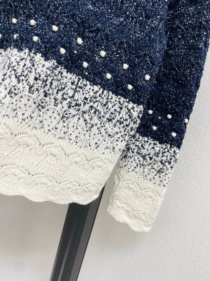 25fw Gradient lace patchwork sweater