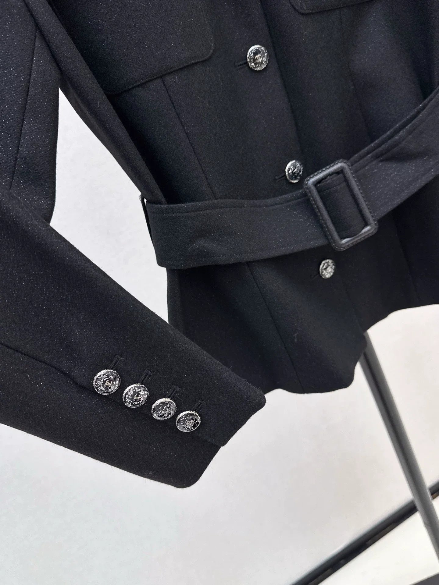 25fw Black woolen coat