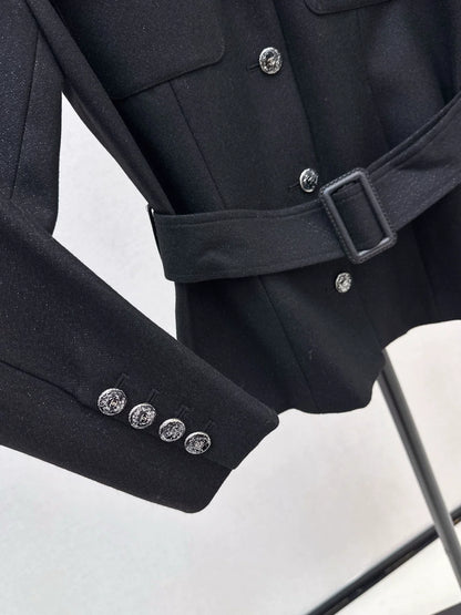 25fw Black woolen coat