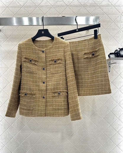 Woolen woolen coat short skirt set