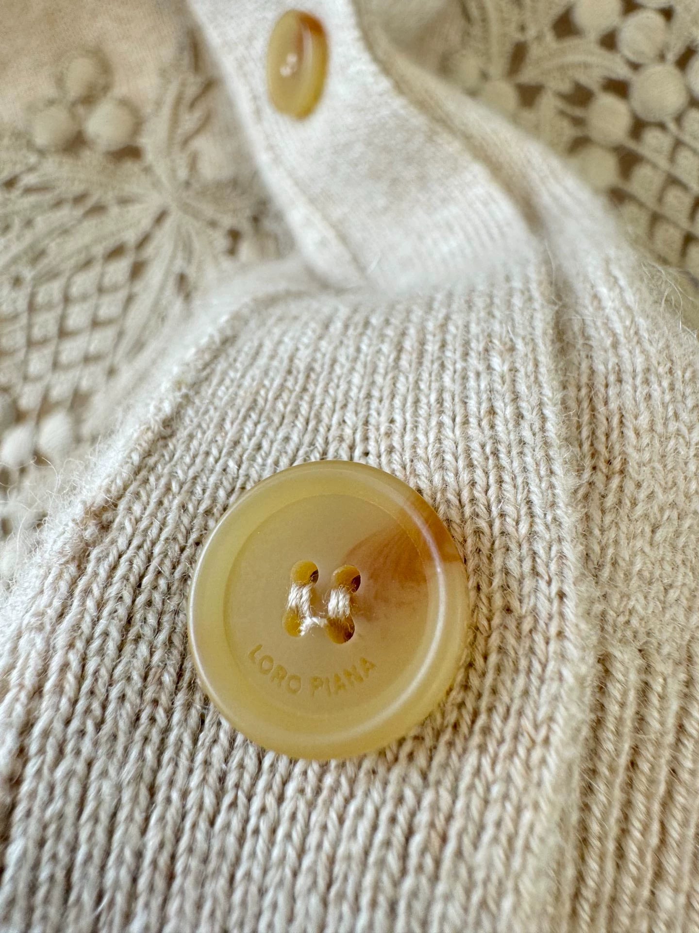 Hollow embroidery cashmere cardigan