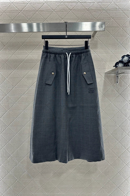 25fw Collar jacket drawstring skirt set