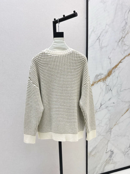 25fw Hand hook hollow ball round neck sweater