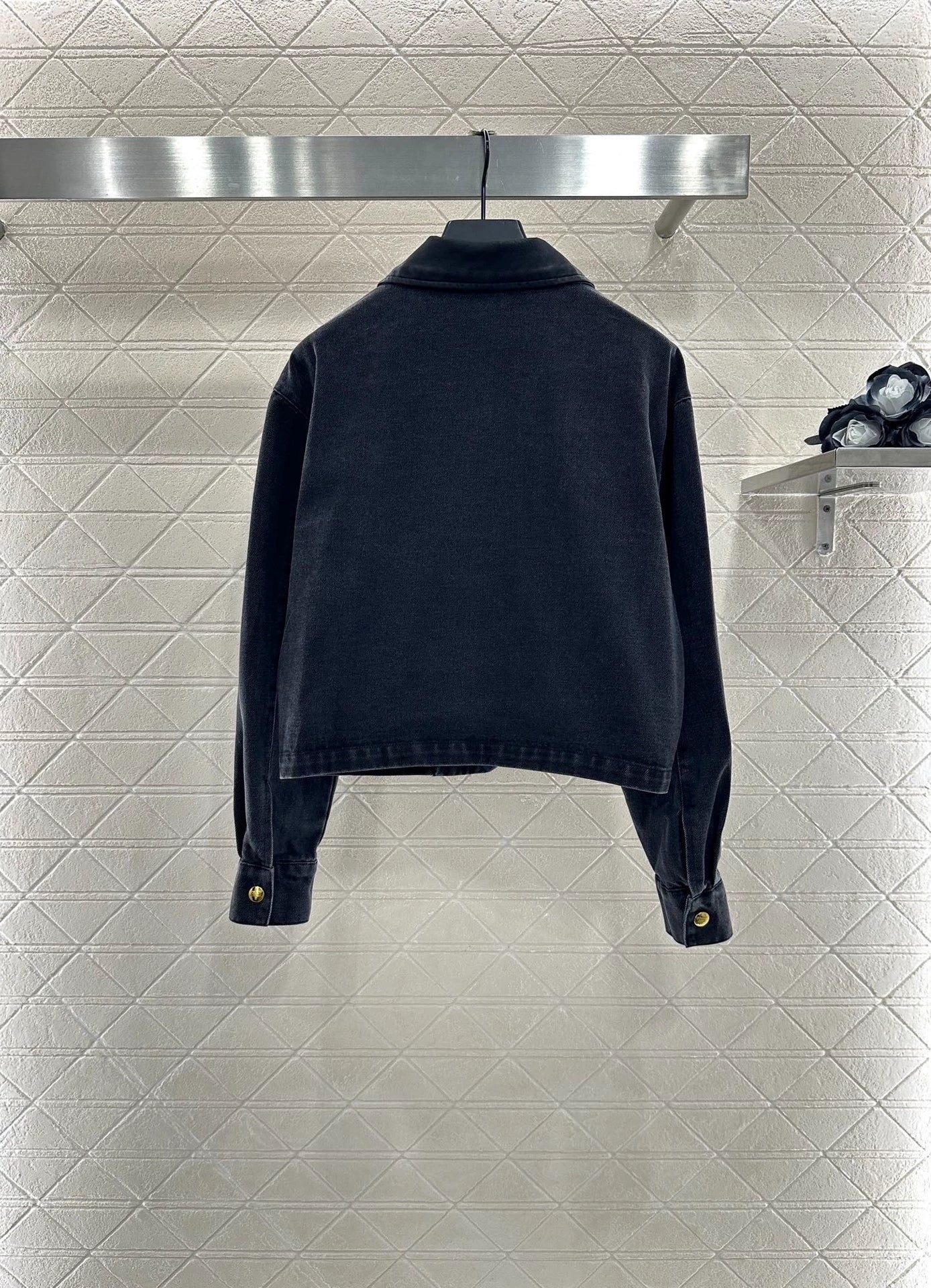 25fw Leather collar denim jacket