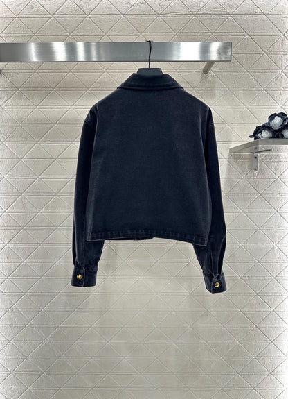 25fw Leather collar denim jacket