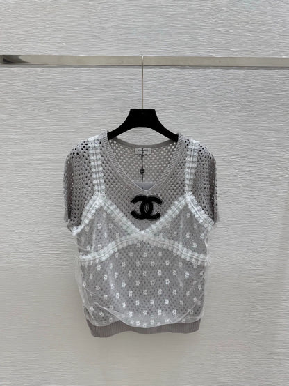 25fw Fake two knitted short sleeves