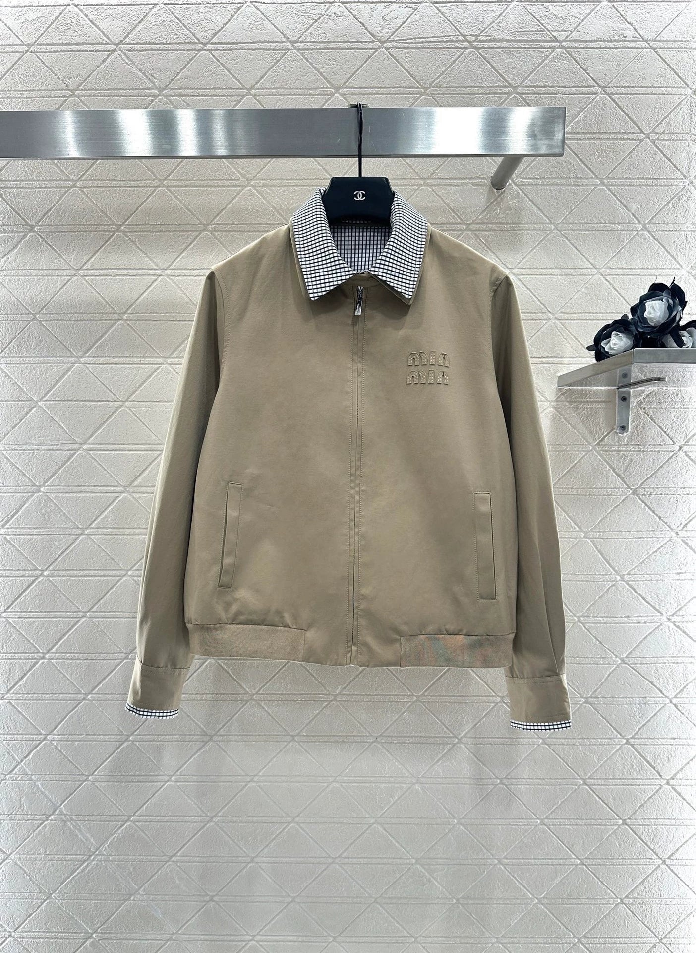 25fw Plaid collar zipper jacket jacket