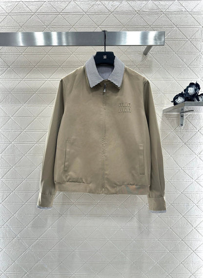 25fw Plaid collar zipper jacket jacket