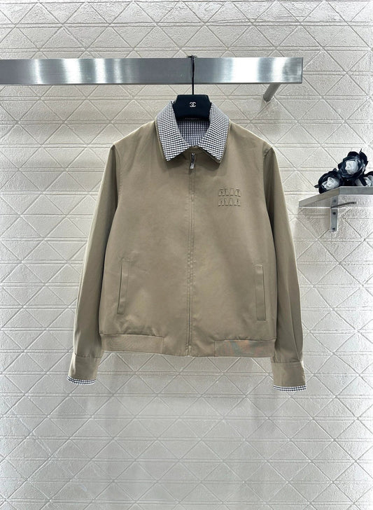 25fw Plaid collar zipper jacket jacket