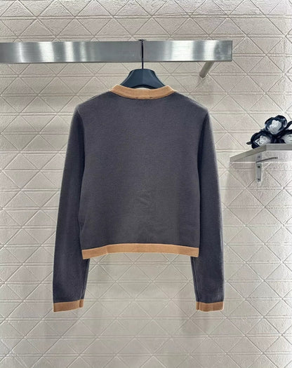 25fw Color blocking knitted cardigan