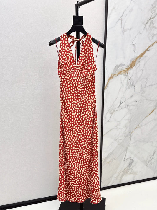 25fw Red polka dot dress
