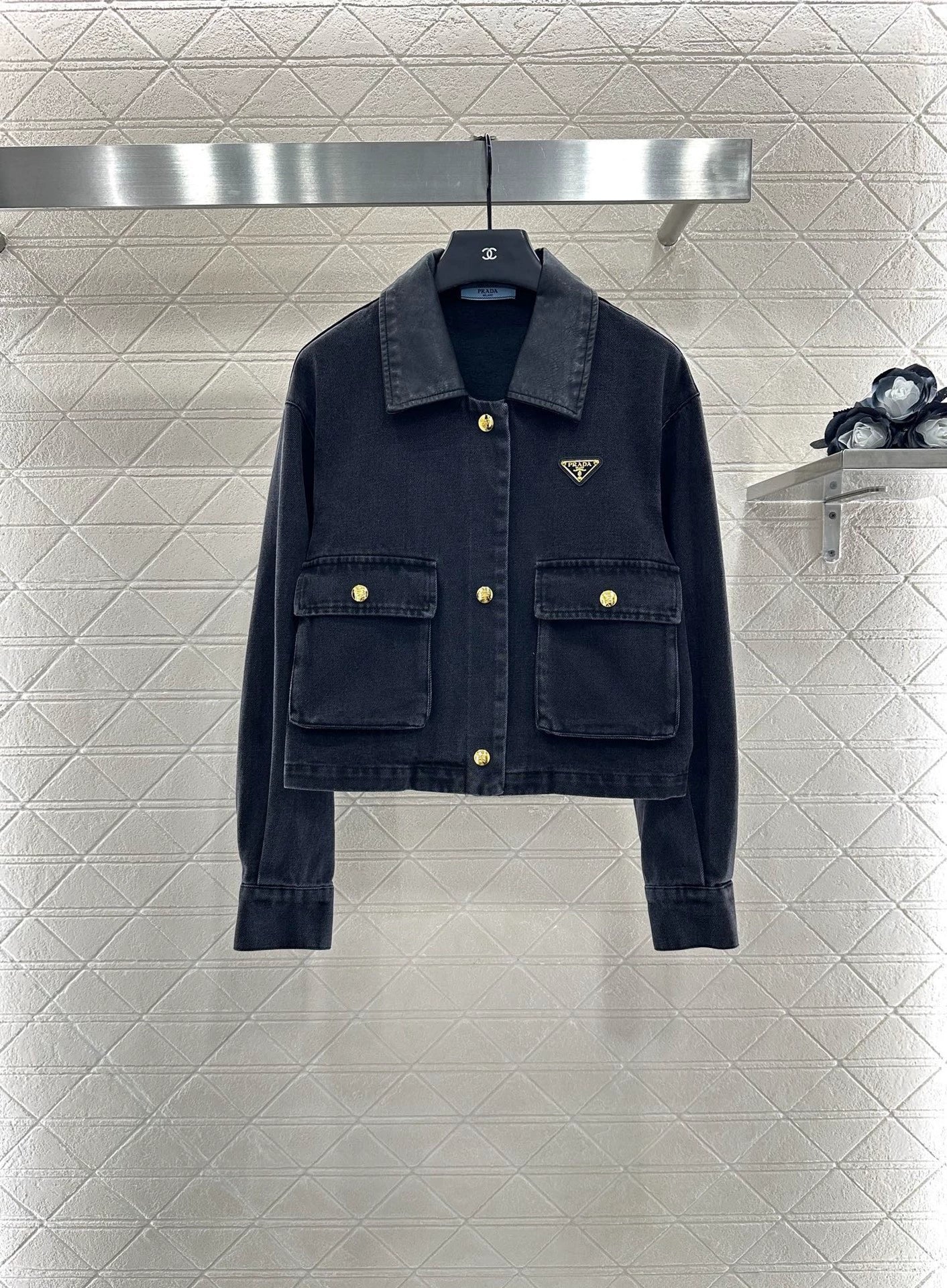 25fw Leather collar denim jacket