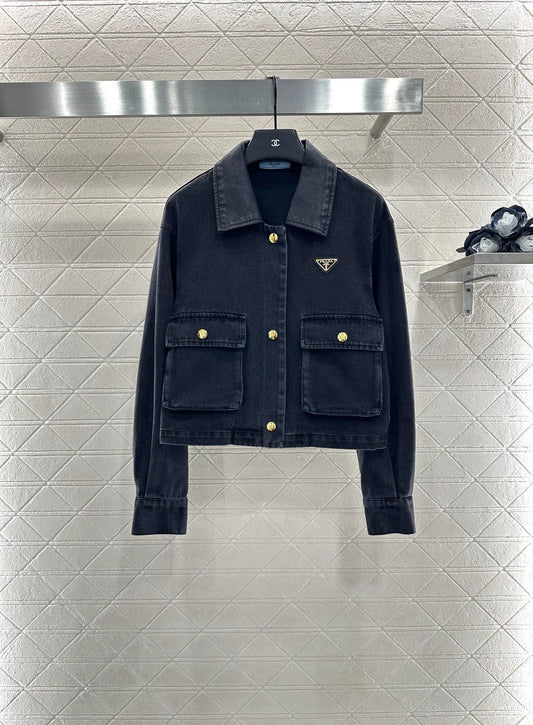 25fw Leather collar denim jacket