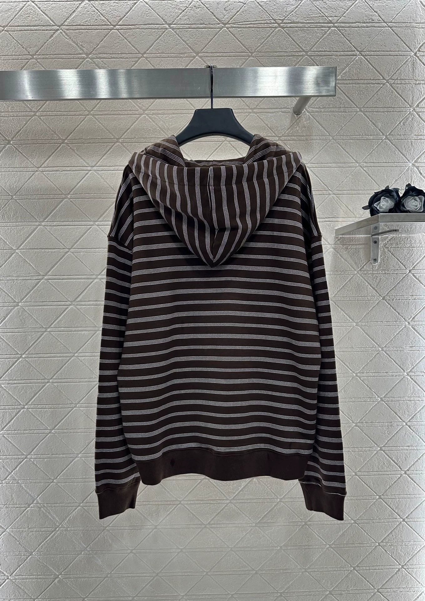 25fw Hooded zip-up striped jacket(BROWN/BLUE)