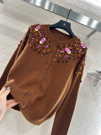 25fw Sequin studded cardigan