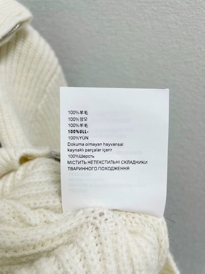 Striped stand up collar knitted cardigan