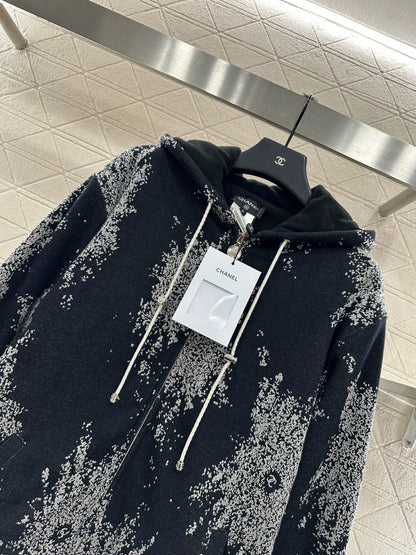 25fw Hooded hook flower and velvet jacket