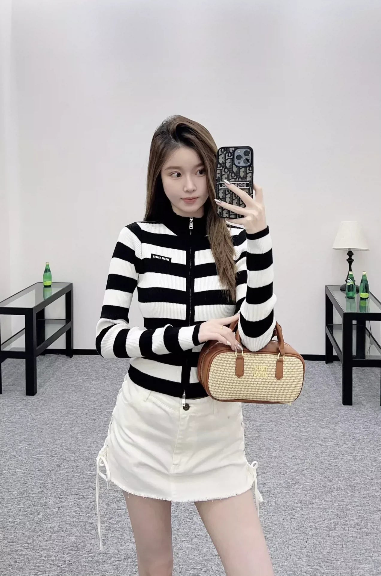 25fw Striped knitted cardigan