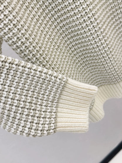 25fw Hand hook hollow ball round neck sweater