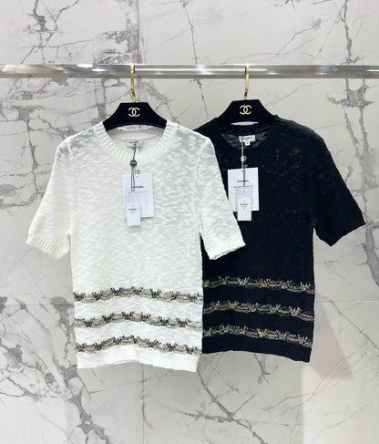 25 new product Embroidered knitted short sleeves