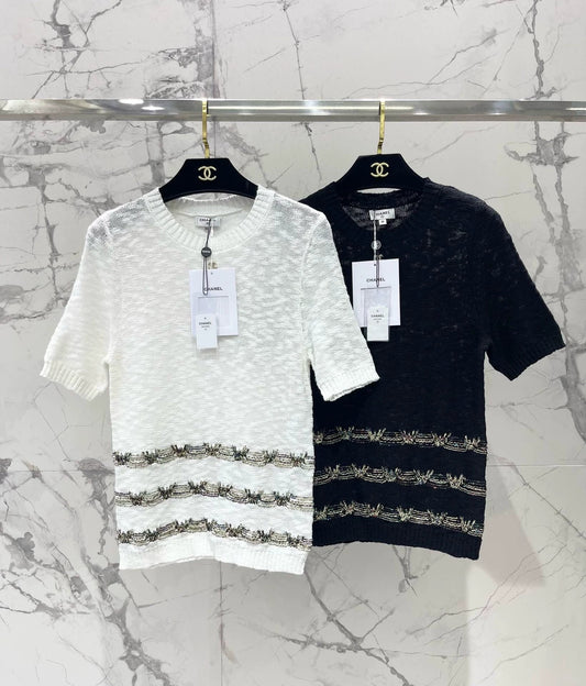 25 new product Embroidered knitted short sleeves