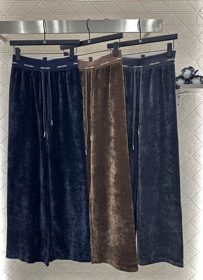 25fw Drawstring webbing wide leg pants