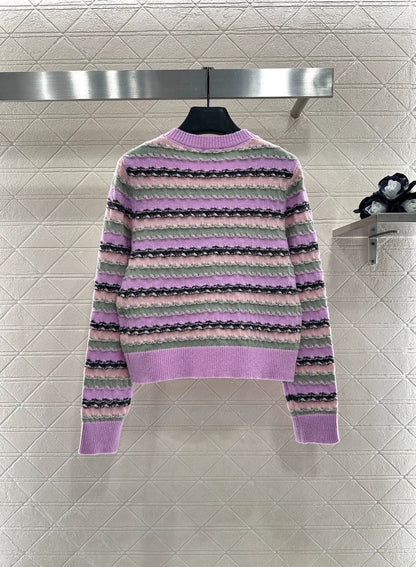 25fw Striped knitted cardigan