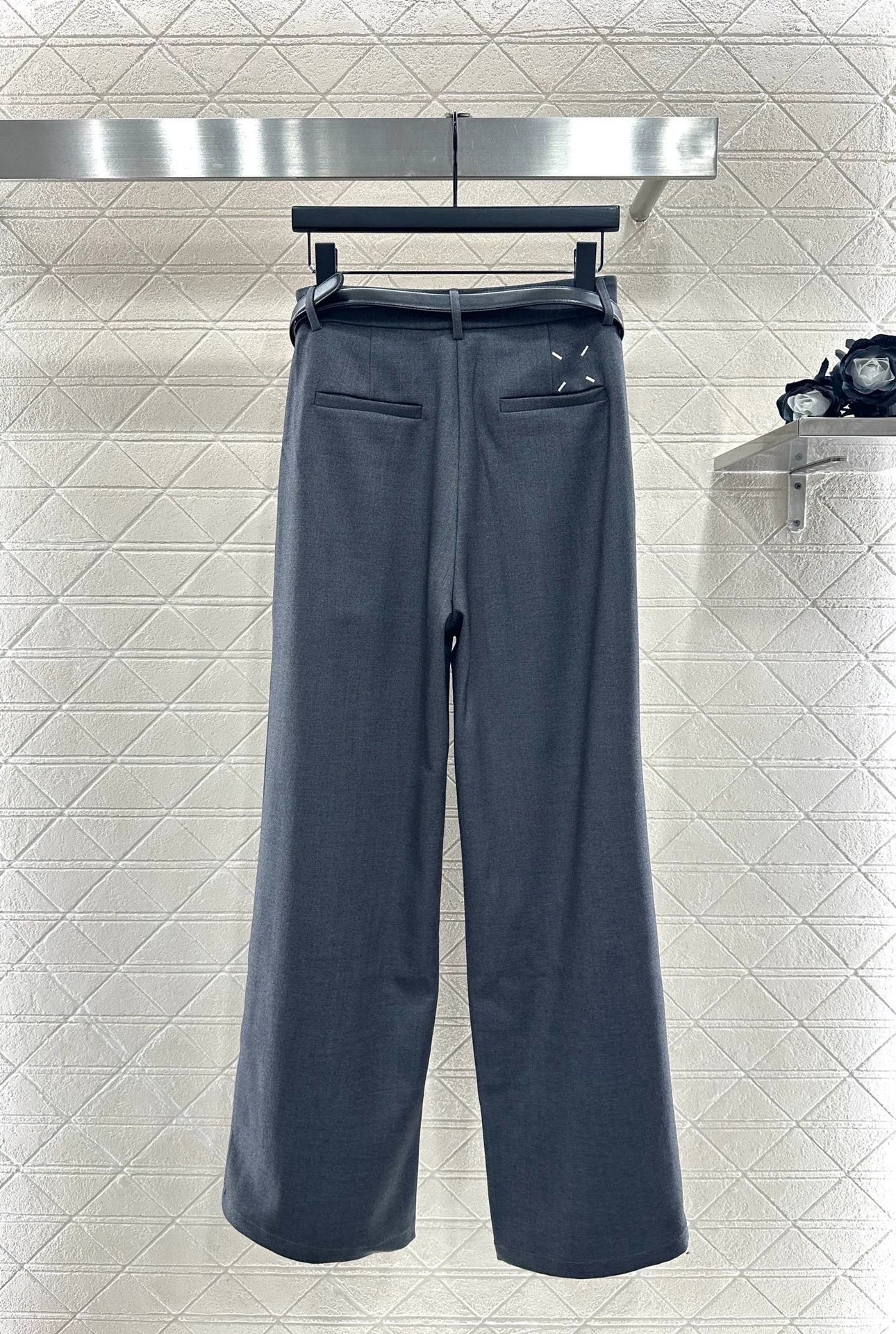 Logo Belt Wide Leg Suit Pants