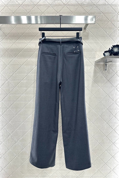 Logo Belt Wide Leg Suit Pants