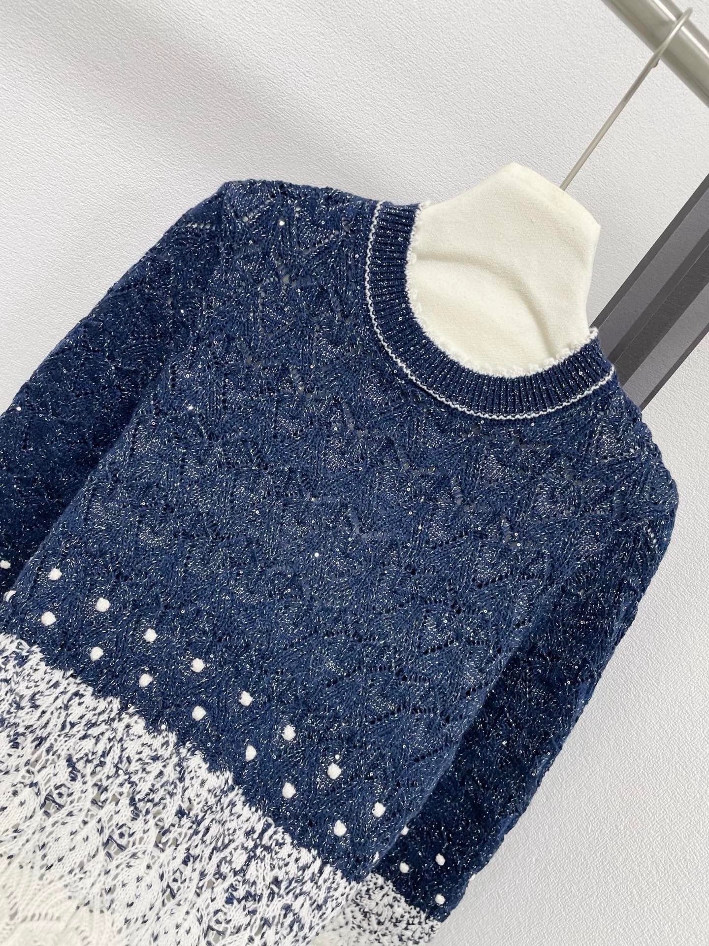 25fw Gradient lace patchwork sweater