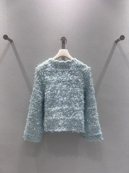 Wool blend tweed cardigan