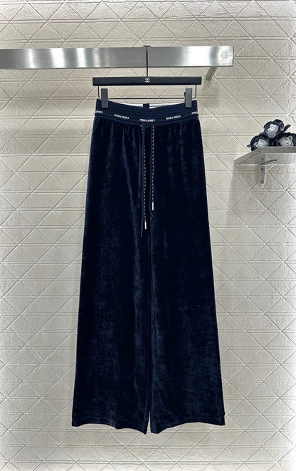 25fw Drawstring webbing wide leg pants