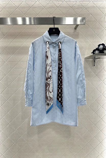 25fw Silk scarf long shirt